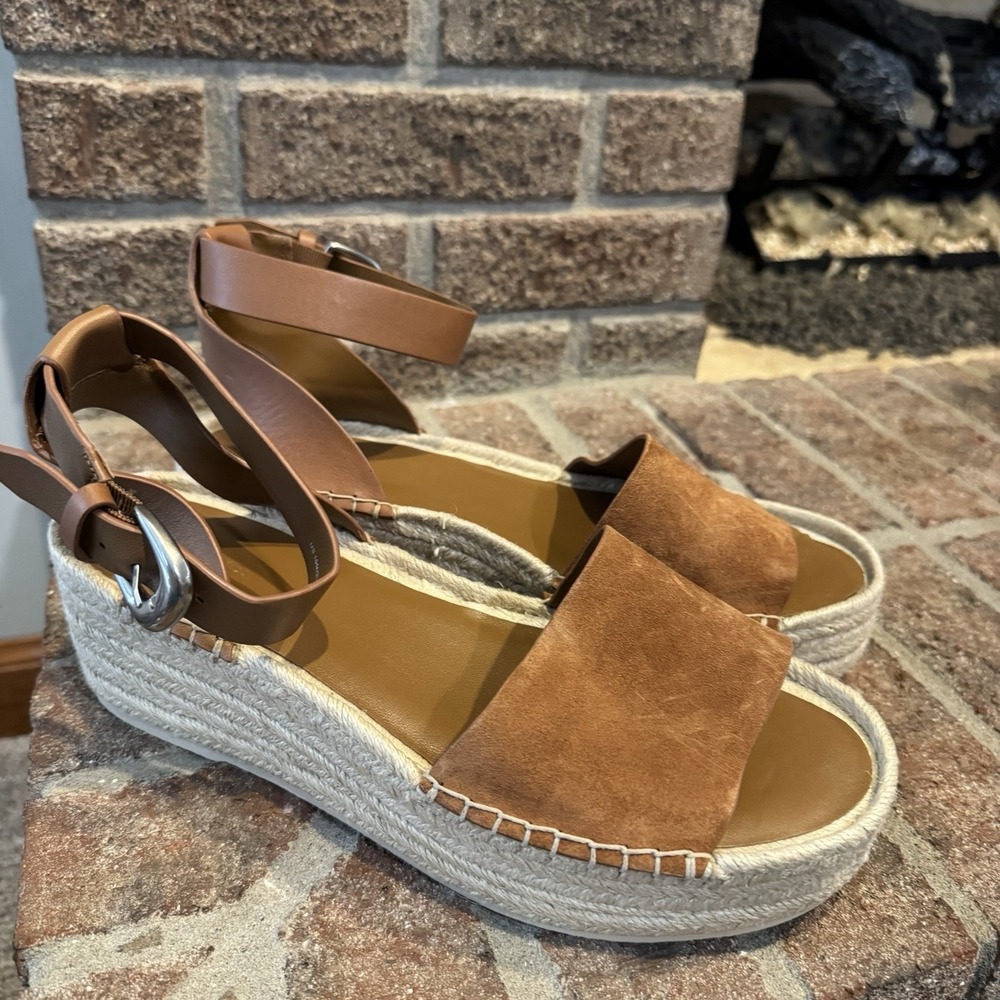 VINCE Belisa Suede‎ Platform Espadrille Sandals Women's Sz 10 Brown #254